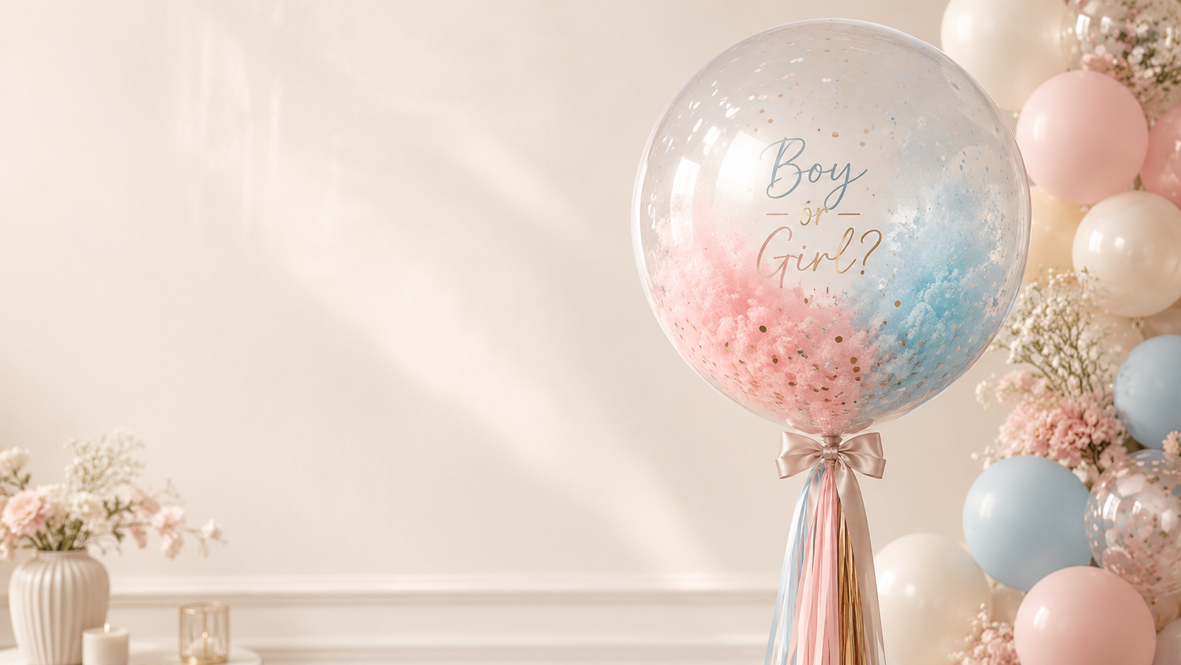 Gender reveal baloon background image the celebration edit ashford kent